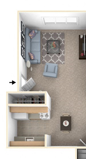 Two Bedroom Walk-thru Floor Plan Two Bedroom Walk-thru Floor Plan at Walnut Trail Apartments, Portage, 49002
